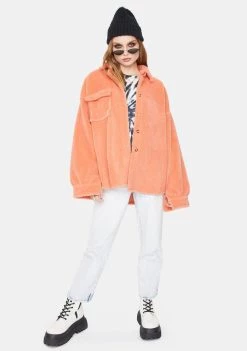 Daisy Street Sherpa Button Front Shirt