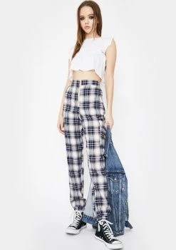 Daisy Street Check Print Tapered Trousers