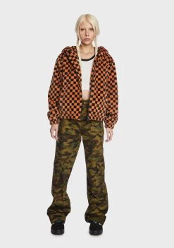 Daisy Street Checkered Hoodie Jacket