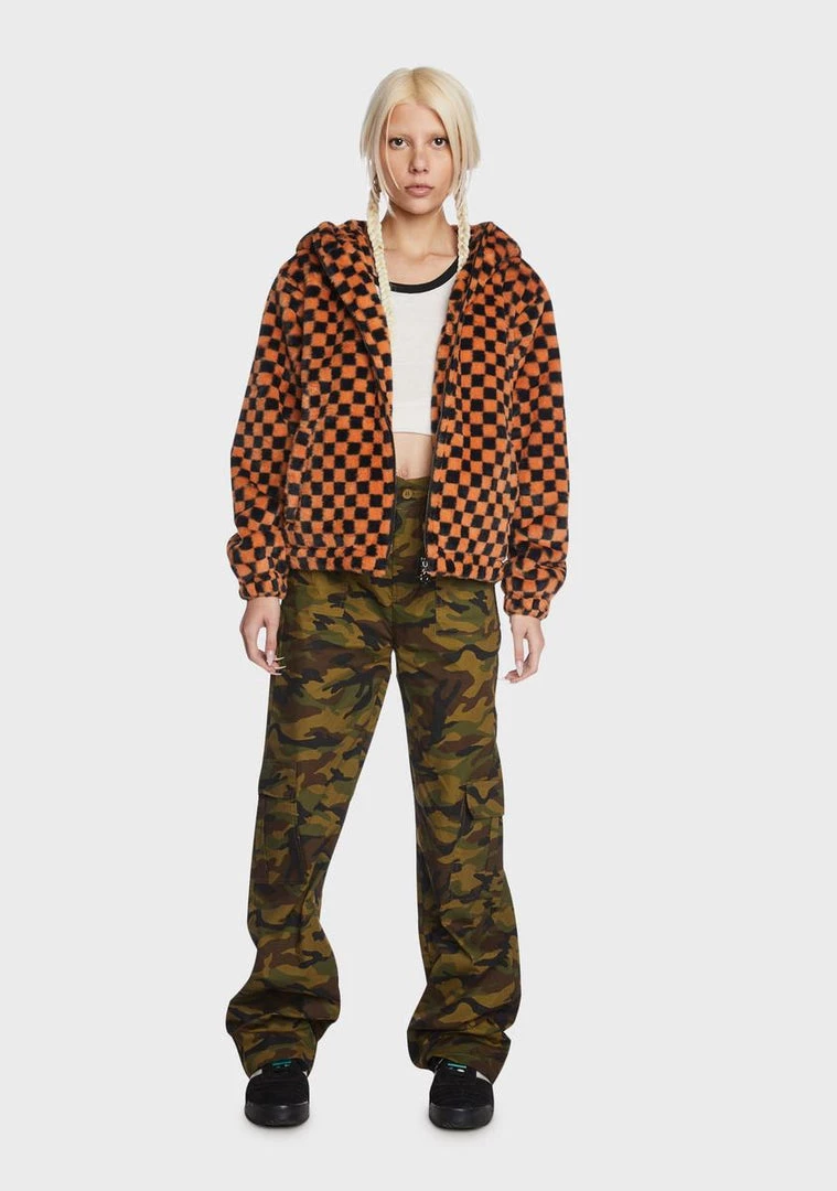 Daisy Street Checkered Hoodie Jacket