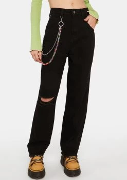 Daisy Street Jeans With Beaded Chain